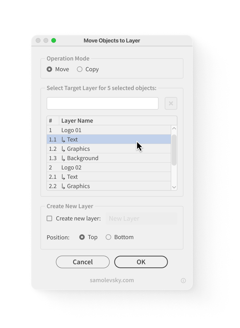 Move or Copy Objects Between Layers in Illustrator