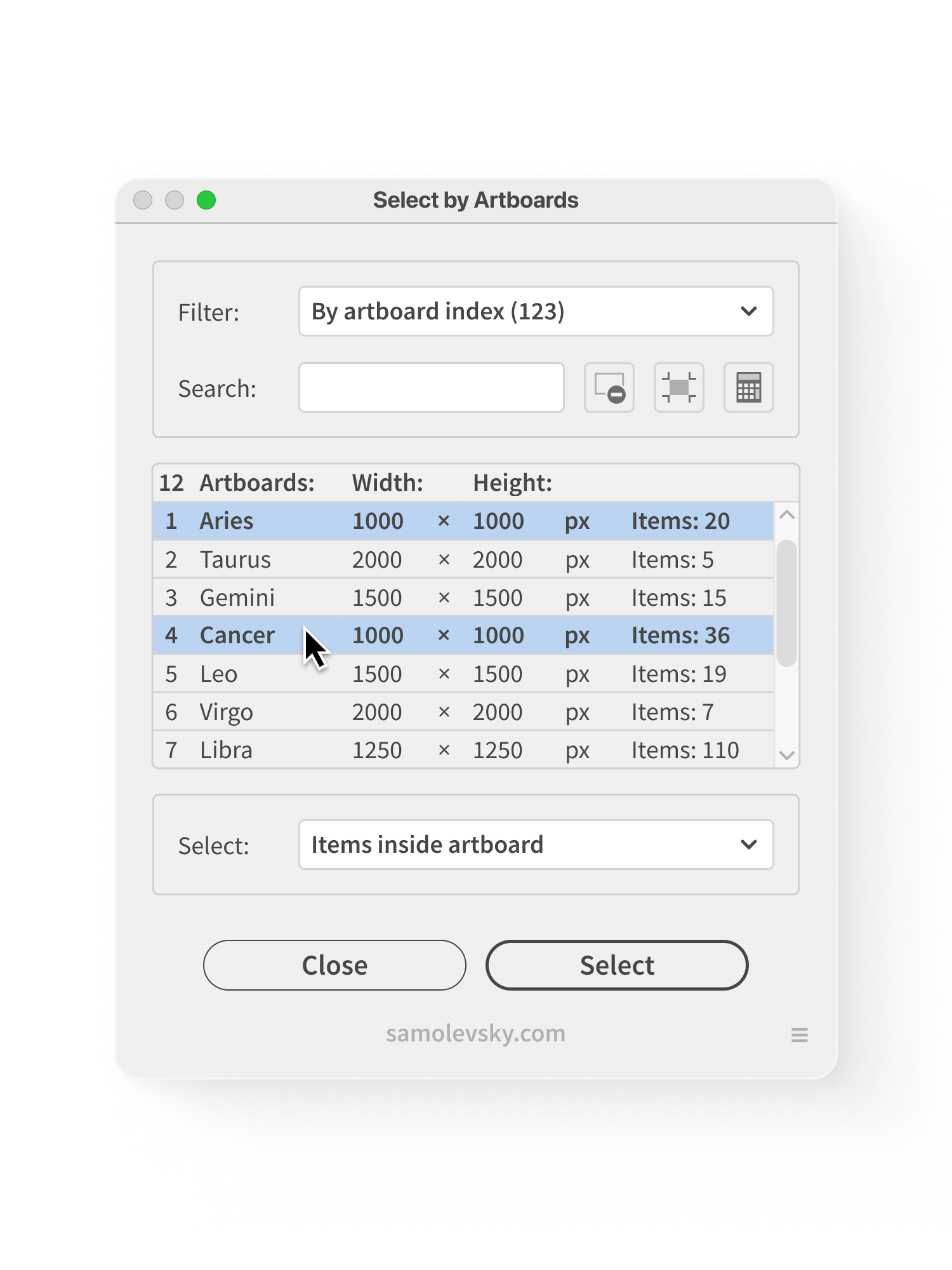 Select Objects by Artboard in Illustrator