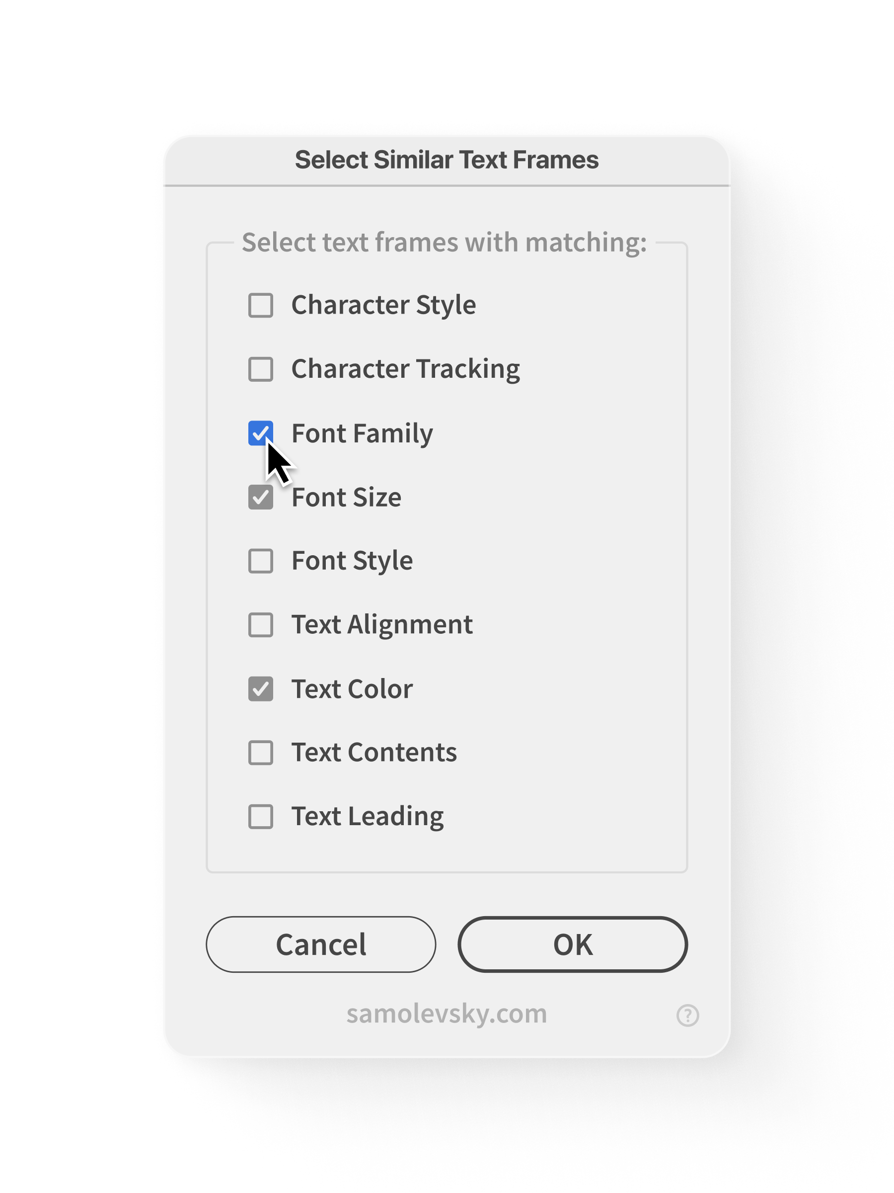 Select Similar Text Frames in Illustrator